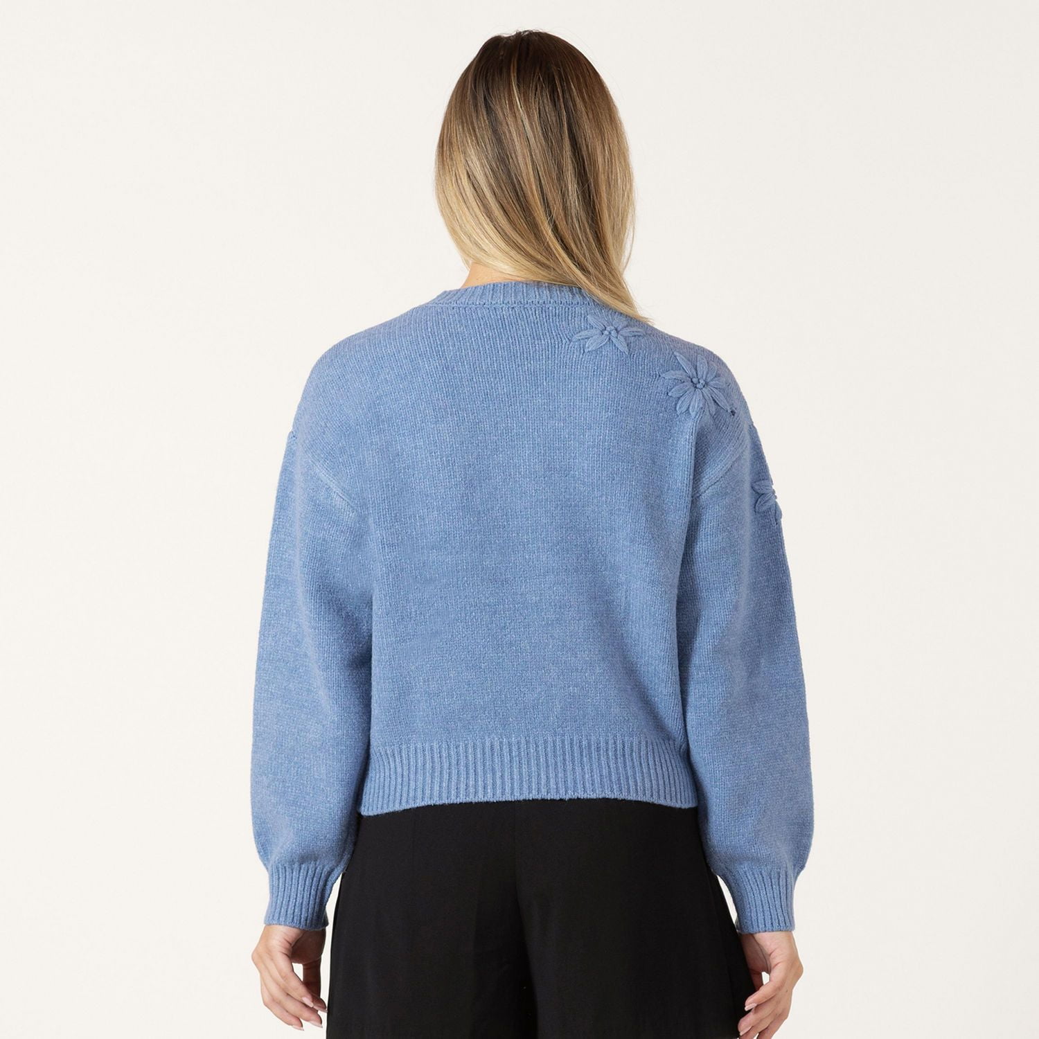 Bloom Girl Long sleeve sweater with floral details