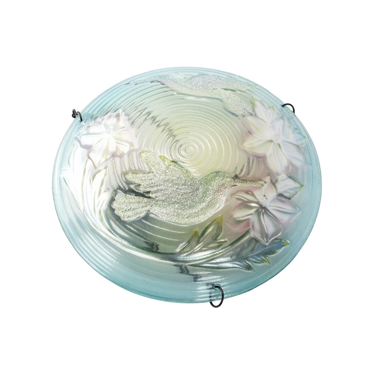 Hometrends Glass Birdbath Hummingbird, 11 in. Dia. x 21 in. H