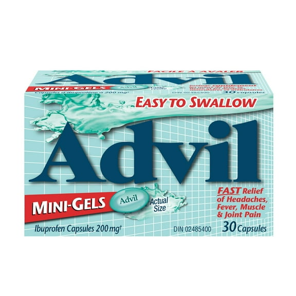 Advil Mini-Gels (30 Count), 200 mg ibuprofen, Temporary Pain Reliever / Fever Reducer