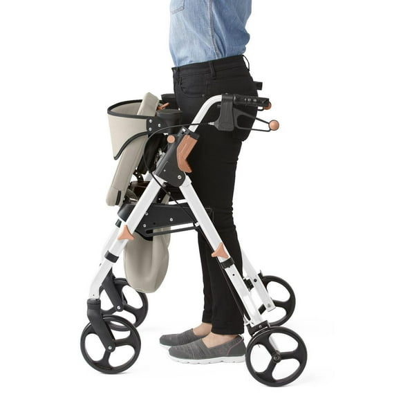 Medline Empower Rollator with Microban-Treated Touch Points and Seat, White