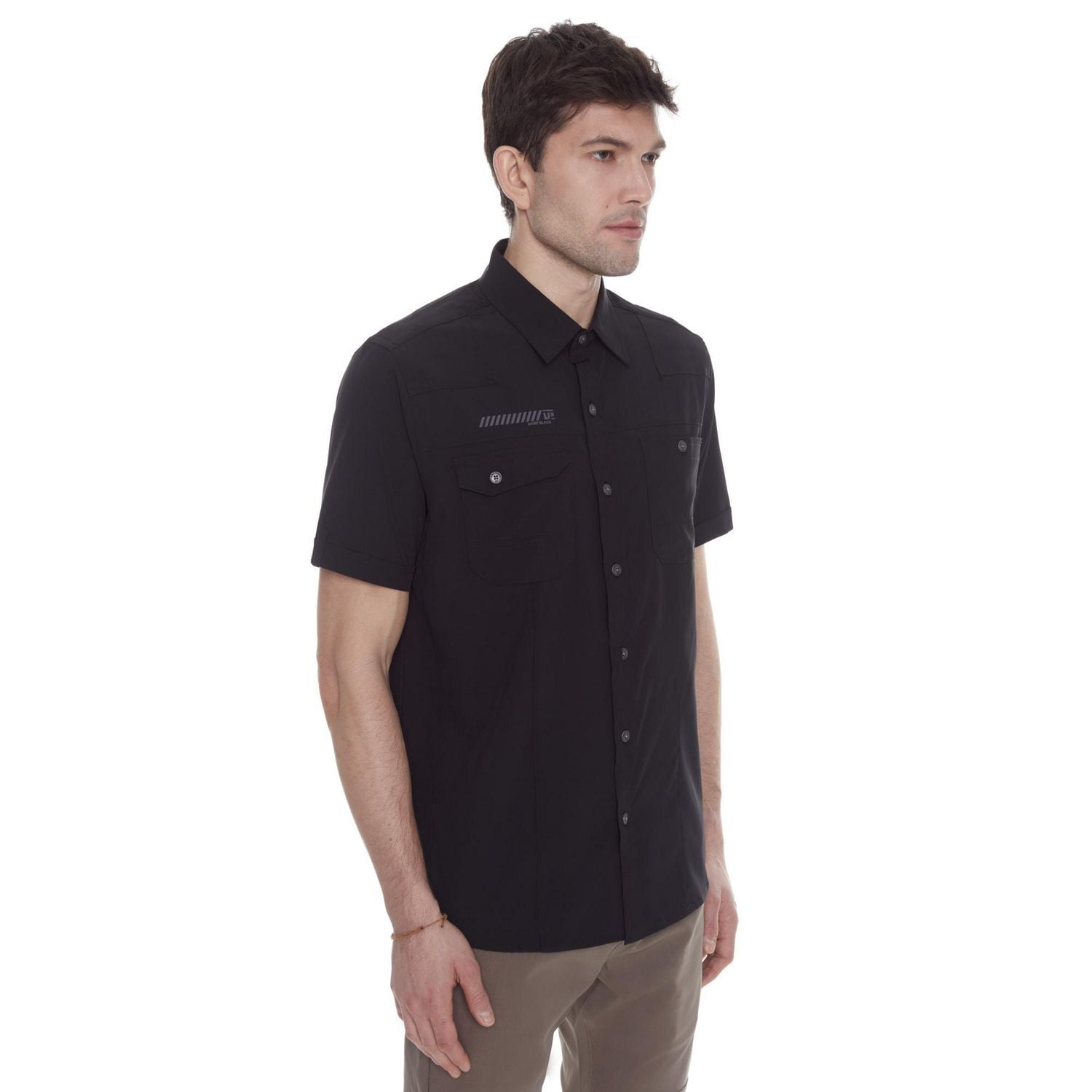 Dark Black Men's Short-Sleeve Button-Down Shirt
