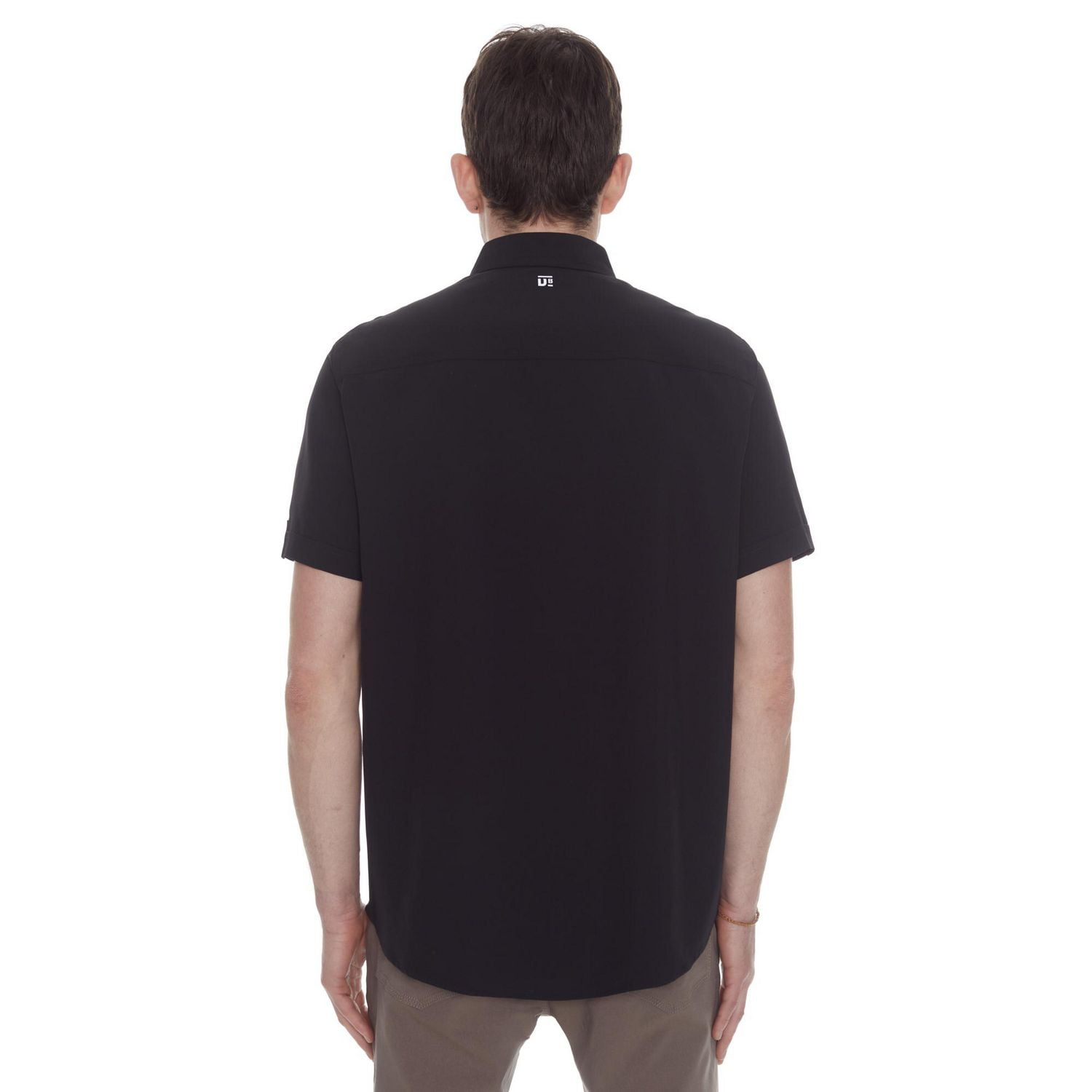 Dark Black Men's Short-Sleeve Button-Down Shirt