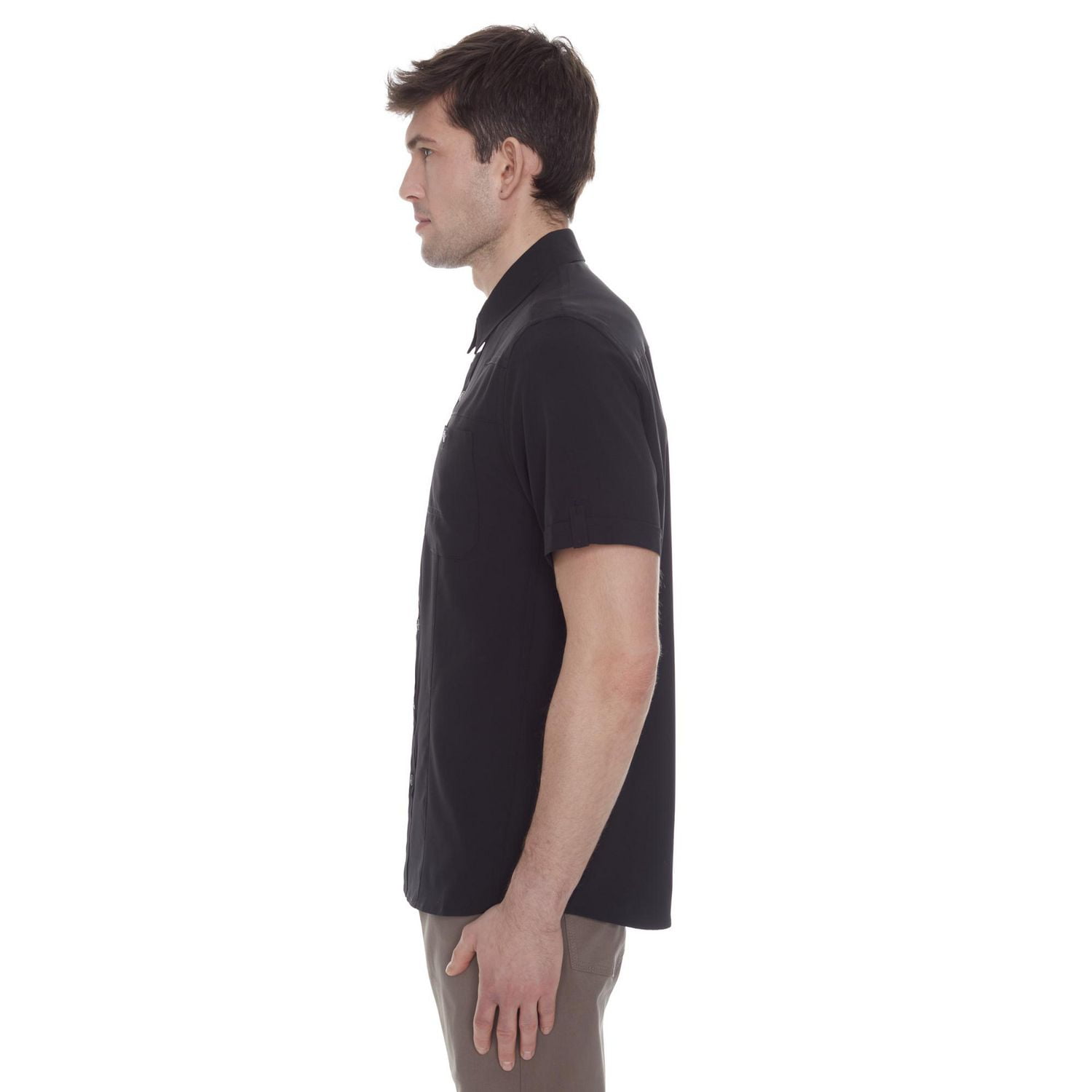Dark Black Men's Short-Sleeve Button-Down Shirt