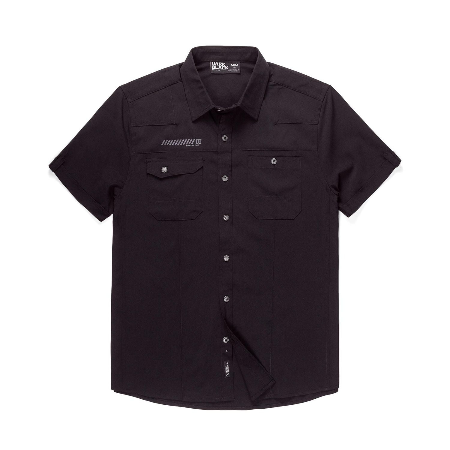 Dark Black Men's Short-Sleeve Button-Down Shirt