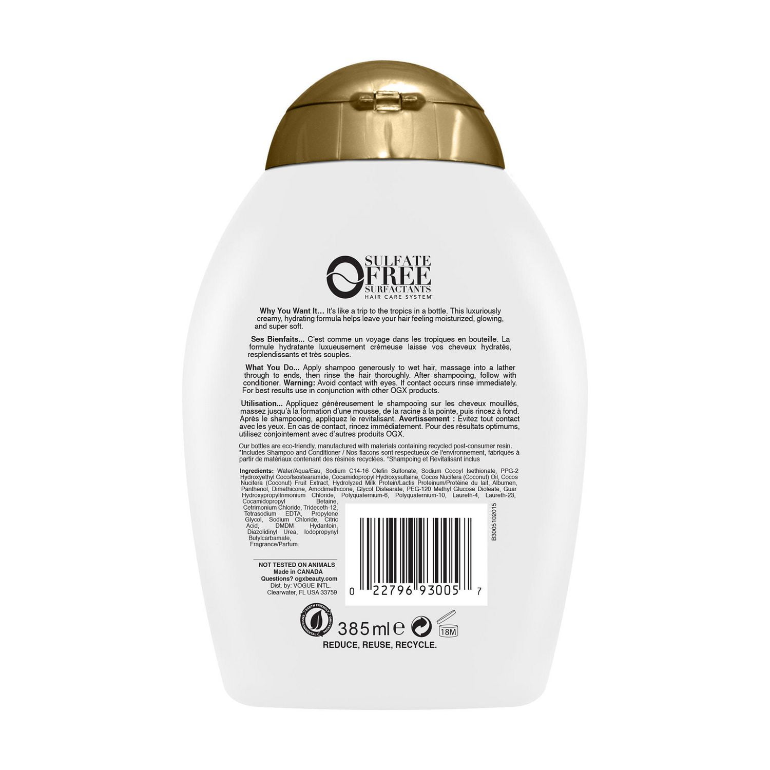 OGX Nourishing + Coconut Milk Shampoo, 385mL 