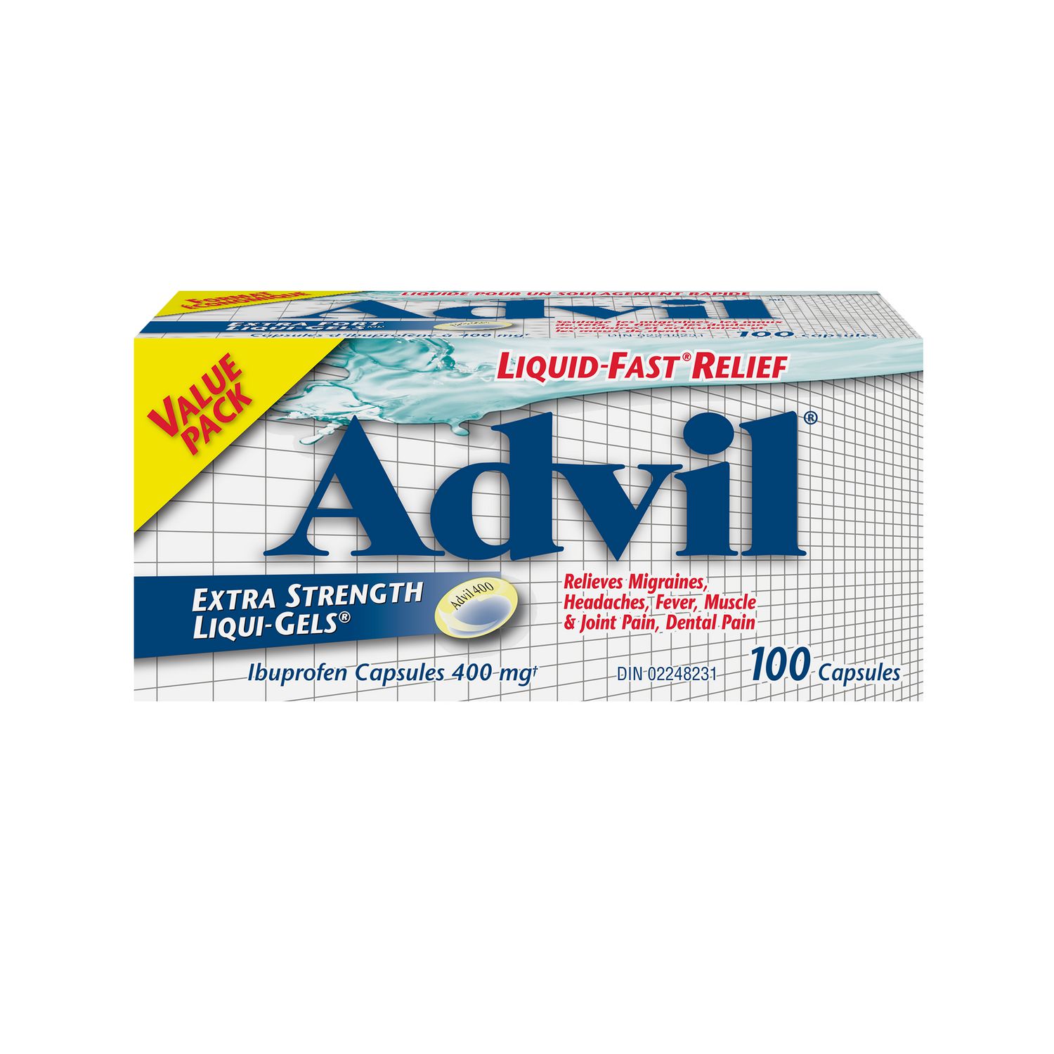 Advil Extra-fort, pour soulager les maux de tête, les migraines et la douleur, flacon de 100