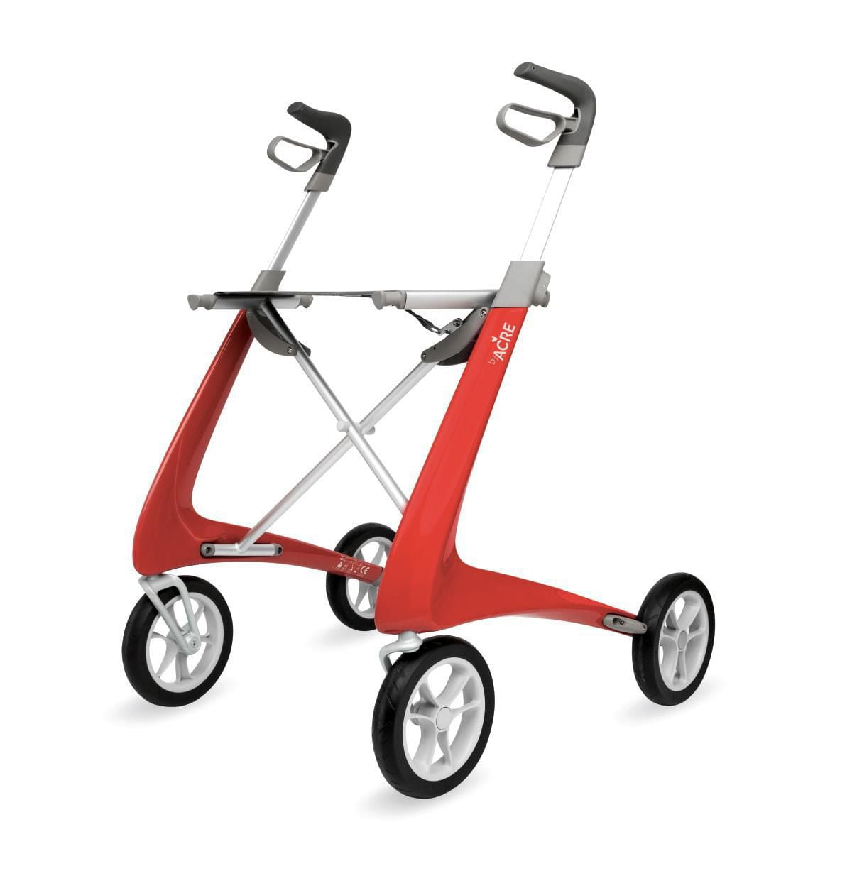 Medline Carbon Fiber Rollator with 18.5" W x 24" H Comfort Seat, Red