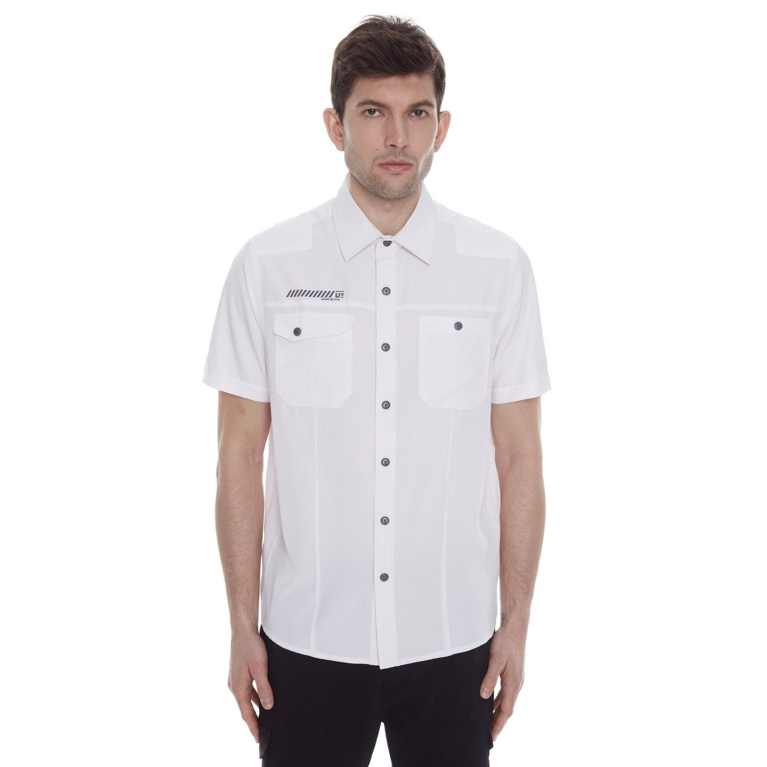 Dark Black Men's Short-Sleeve Button-Down Shirt