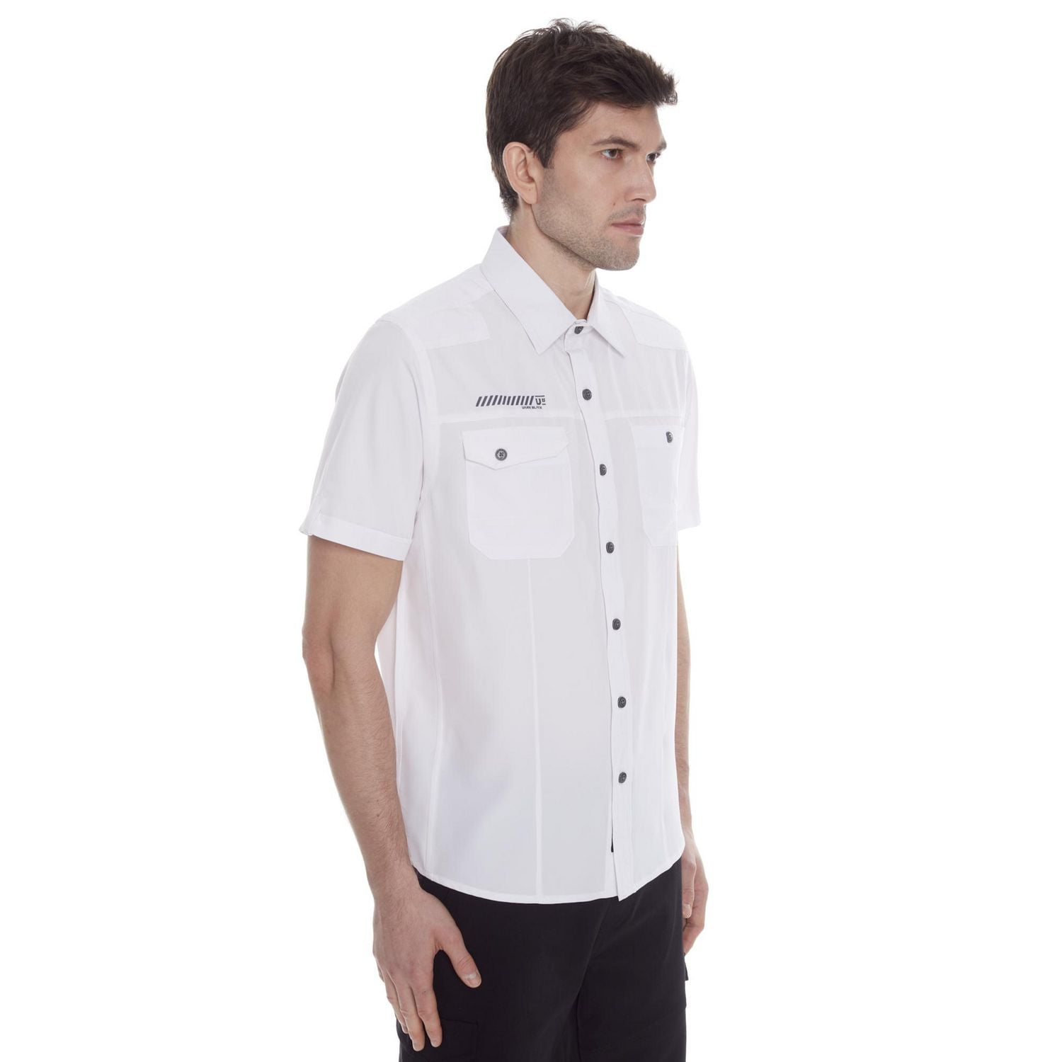 Dark Black Men's Short-Sleeve Button-Down Shirt