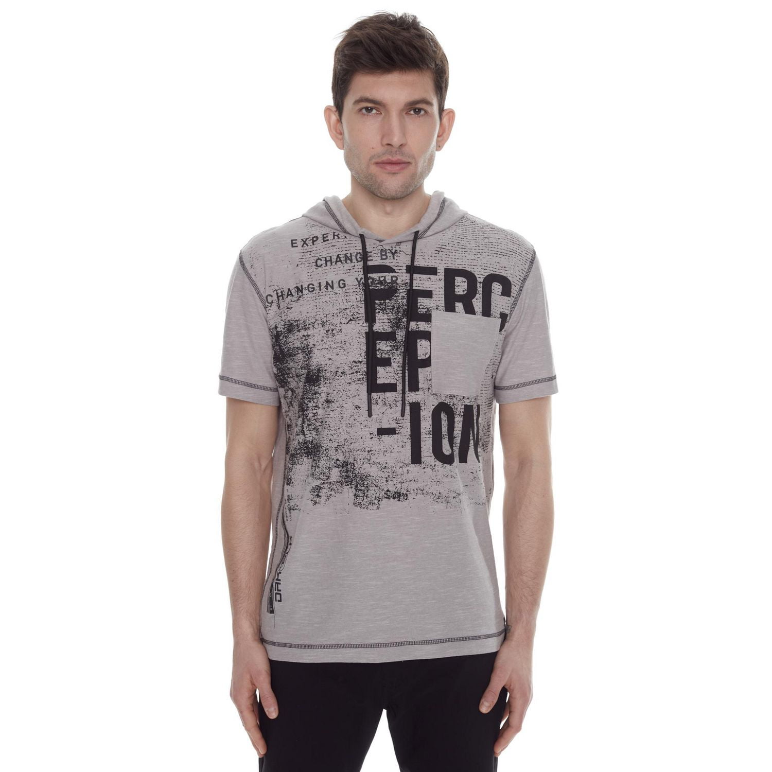 Dark Black Men's Short-Sleeve Hooded  T-Shirt