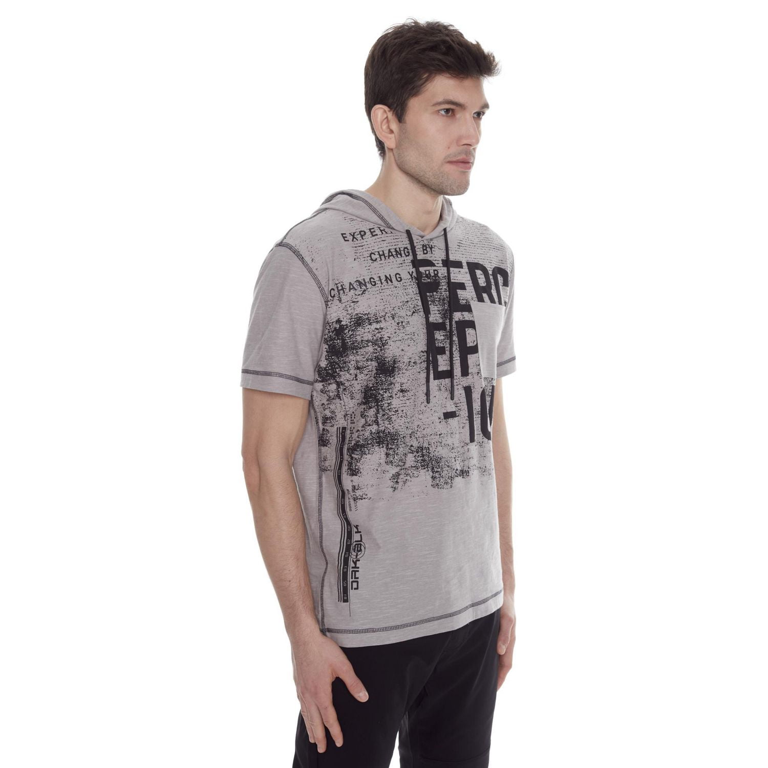 Dark Black Men's Short-Sleeve Hooded  T-Shirt