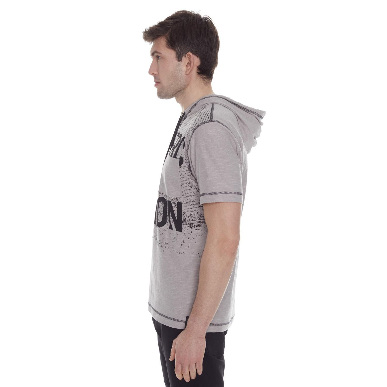 Dark Black Men's Short-Sleeve Hooded  T-Shirt