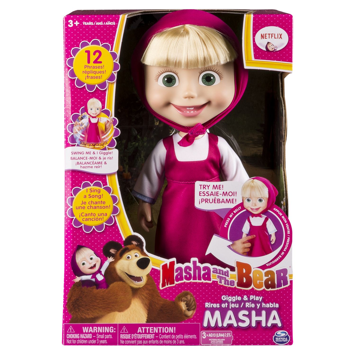 Masha and the Bear - Masha - Rires et jeu - Poupée interactive de 30 cm 