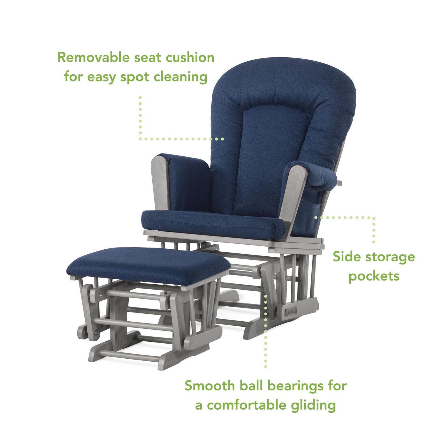 Blue glider and ottoman best sale