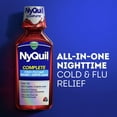 thumbnail image 2 of Vicks NyQuil COMPLETE Cold and Flu Symptom, and Congestion Relief, Liquid Berry Flavored Medicine, 9-Symptom Nighttime Relief for Headache, Fever, Sore Throat Pain, Minor Aches, Nasal Congestion, Sinu, 2 of 5