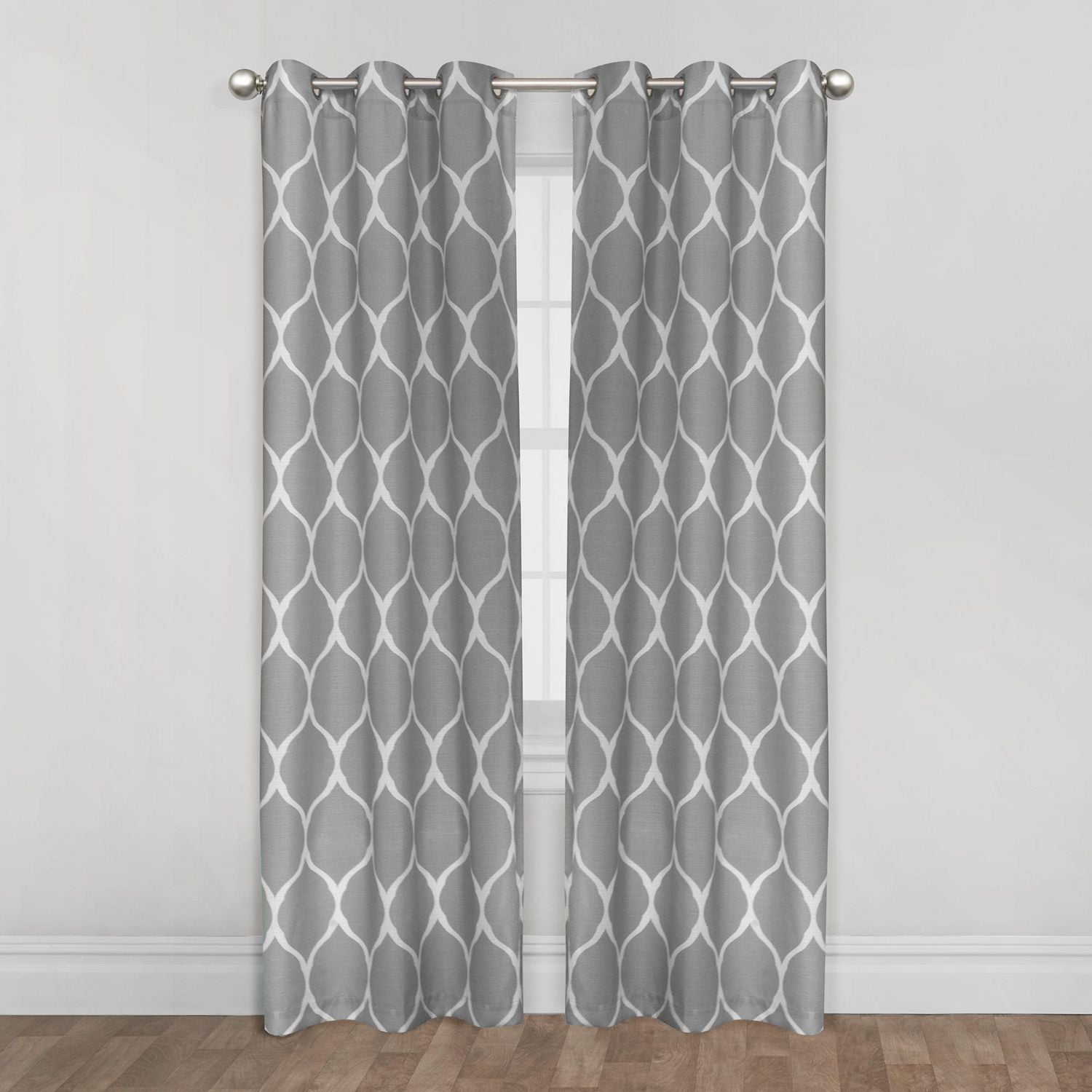 Mainstays 84 in. Ogee Print Light Filtering Drapery Grommet Curtain