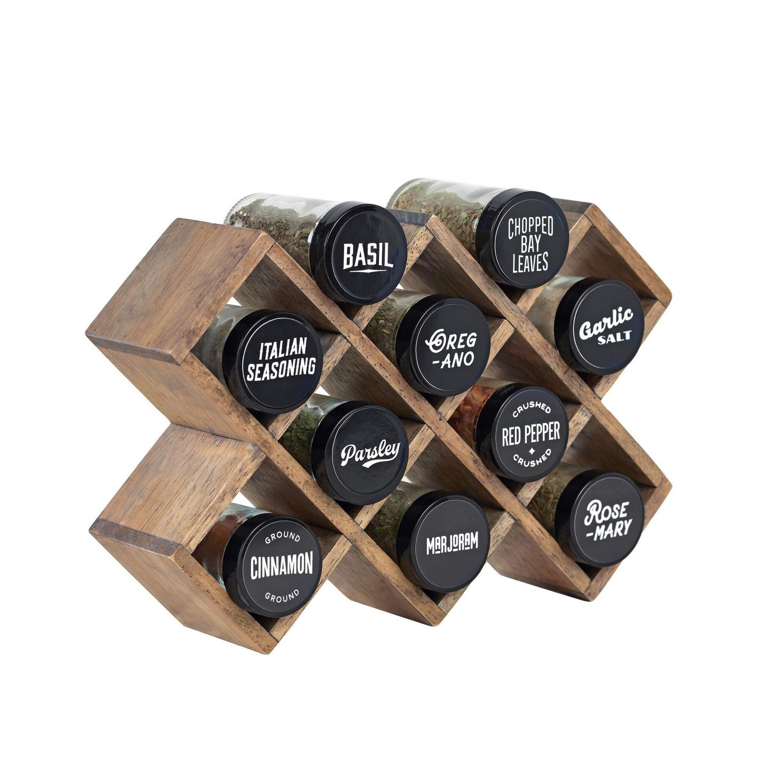 Farberware Prefilled 10 Jar Wood Spice Rack 10 Jar Wood Rack