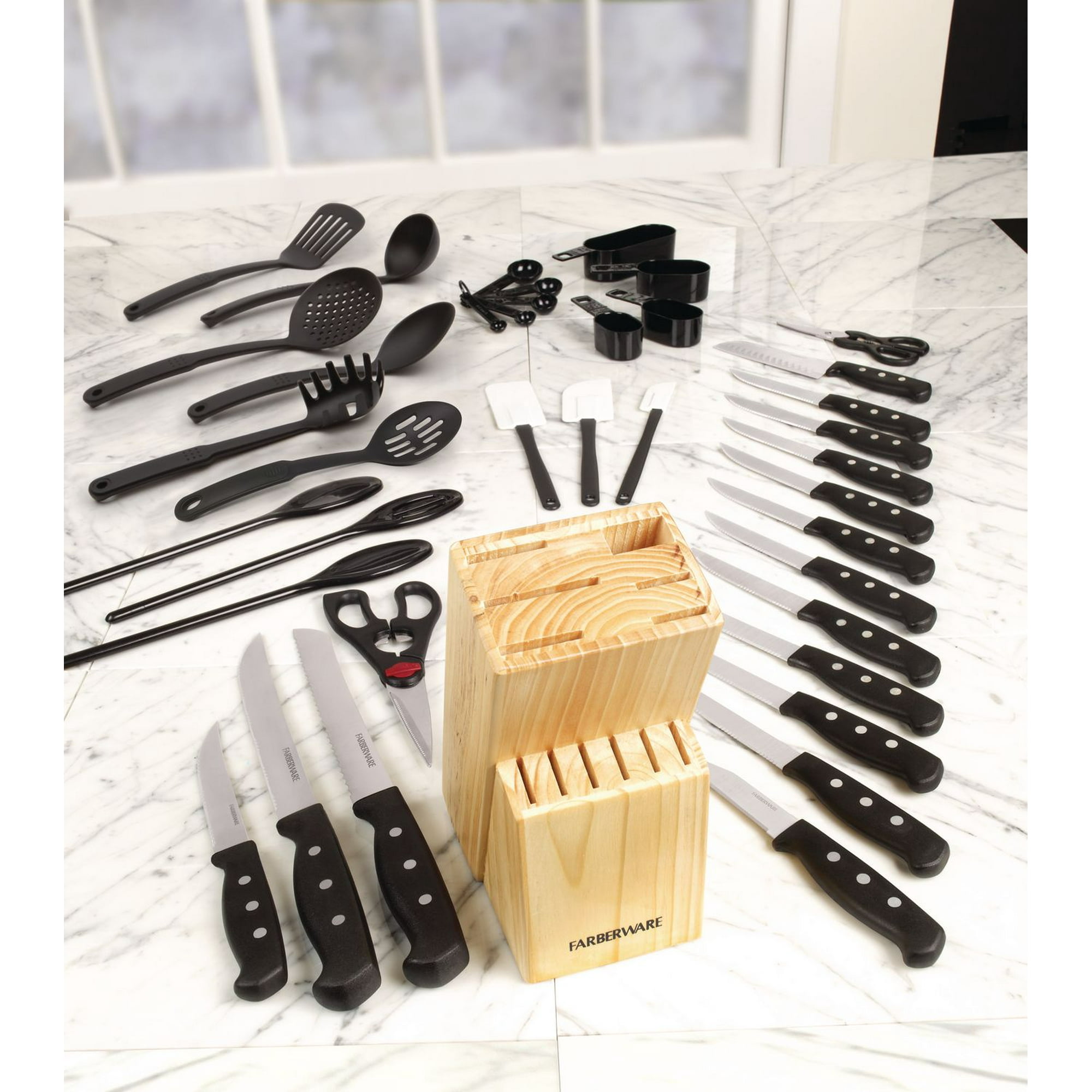 Farberware 40-Piece Cutlery and Tool Set, Black 