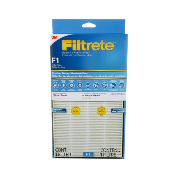 Filtrete F1 Room Air Purifier Filter, True HEPA Premium Allergen, Bacteria,  & Virus, 12 in. x 6.75 in., 4-Pack, Works with Devices: FAP-C01BA-G1