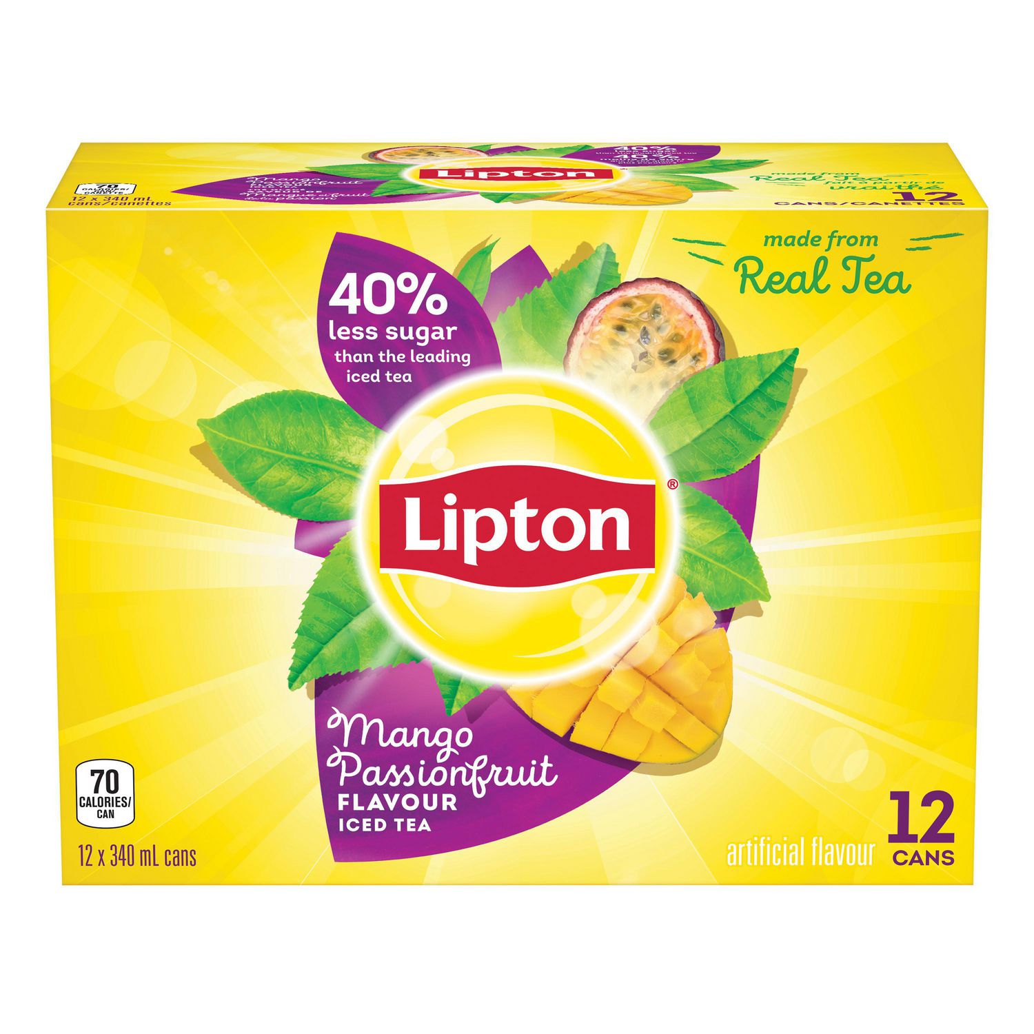 Lipton Mango Passionfruit Iced Tea, 340mL Cans, 12 Pack Walmart Canada