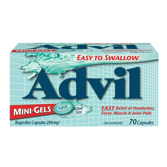 Advil Mini-Gels (70 Count), 200 mg Ibuprofen, Temporary Pain Reliever / Fever Reducer for Headaches And Pain Relief