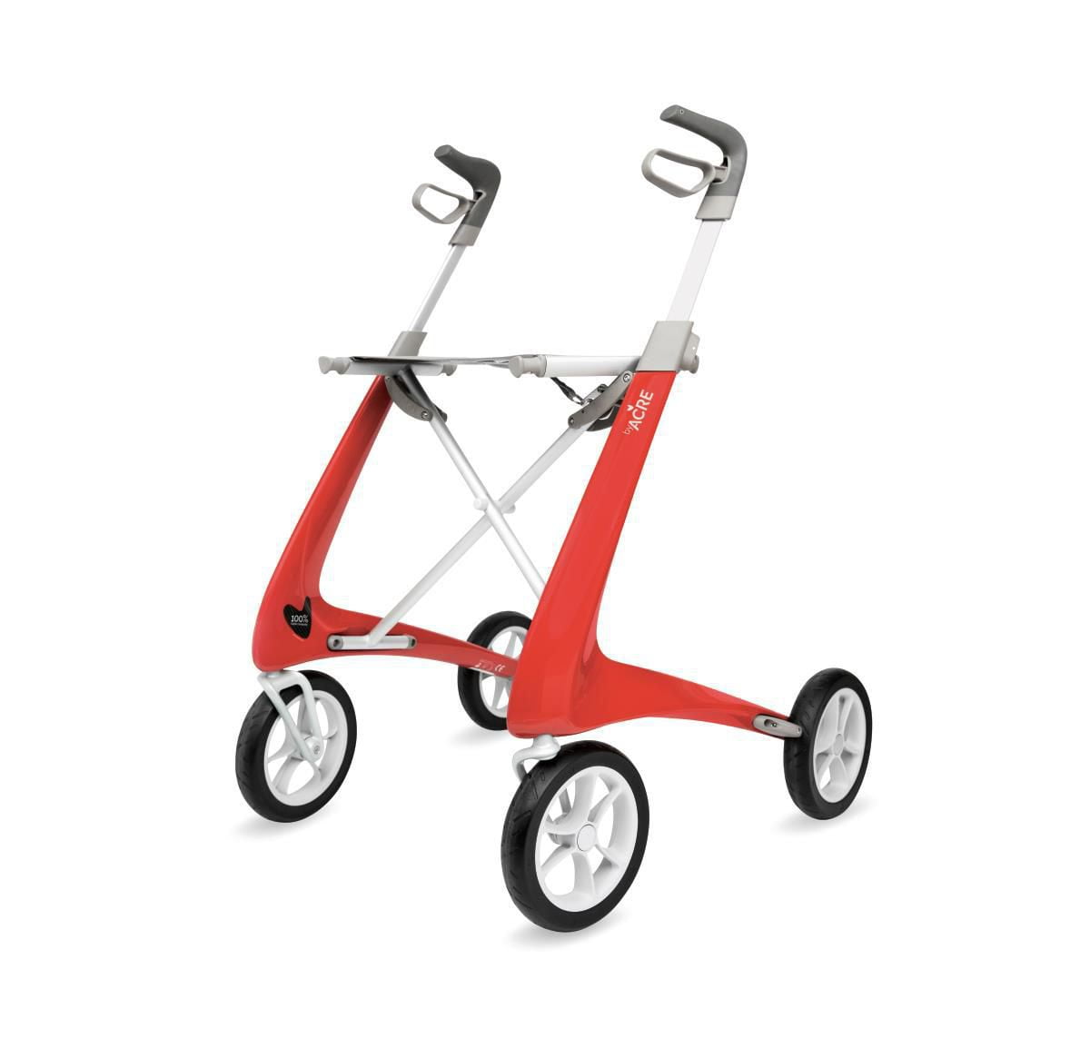 Déambulateur en fibre de carbone byAcre avec siège standard (16,5 po l x 24 po H), rouge