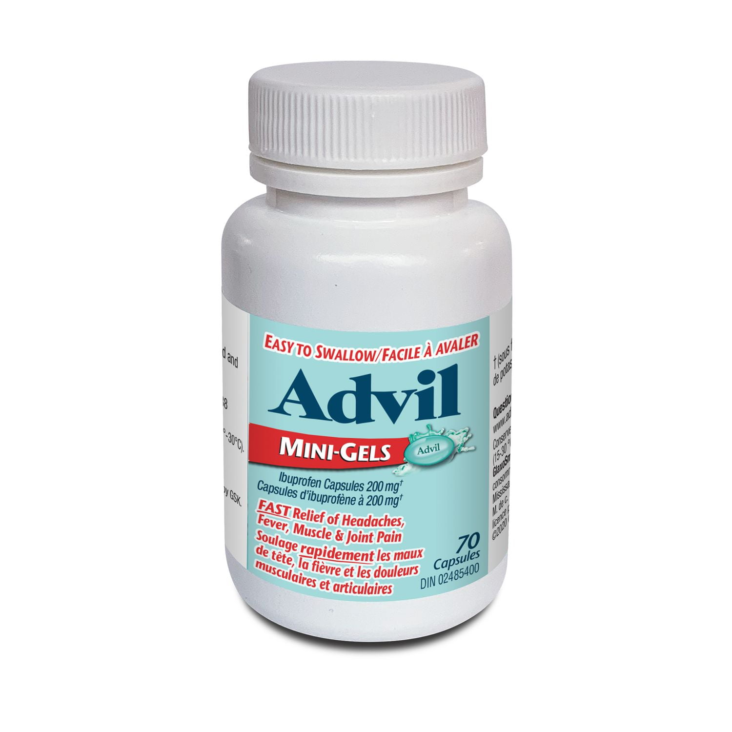 Advil Mini-Gels (70 Count), 200 mg Ibuprofen, Temporary Pain Reliever / Fever Reducer for Headaches And Pain Relief, 70 count