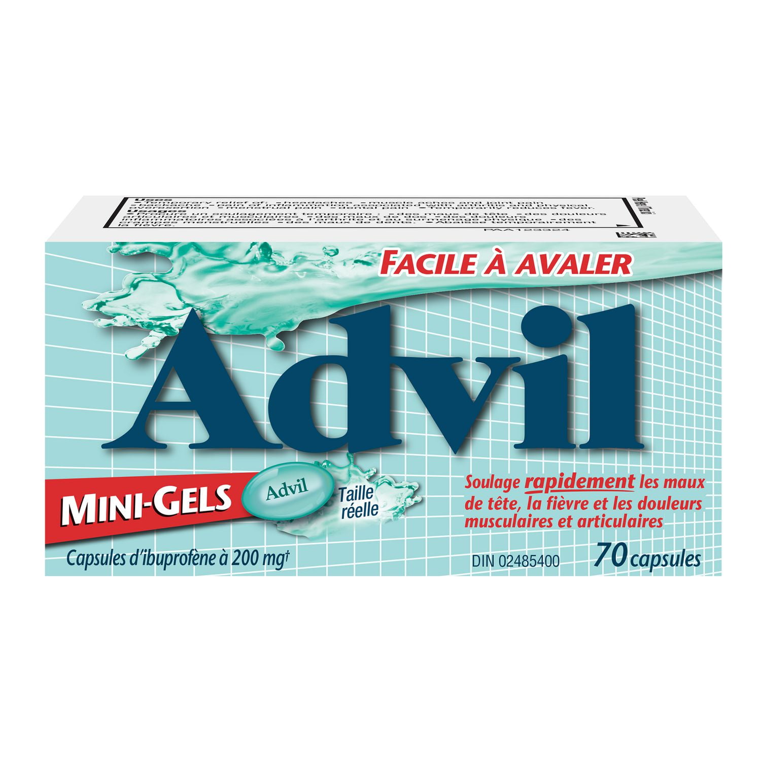 Advil Mini-Gels (70 Count), 200 mg Ibuprofen, Temporary Pain Reliever / Fever Reducer for Headaches And Pain Relief, 70 count