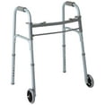 thumbnail image 1 of Déambulateur pliable en aluminium Medline à 2 boutons avec roues de 5 pouces, 1 of 5