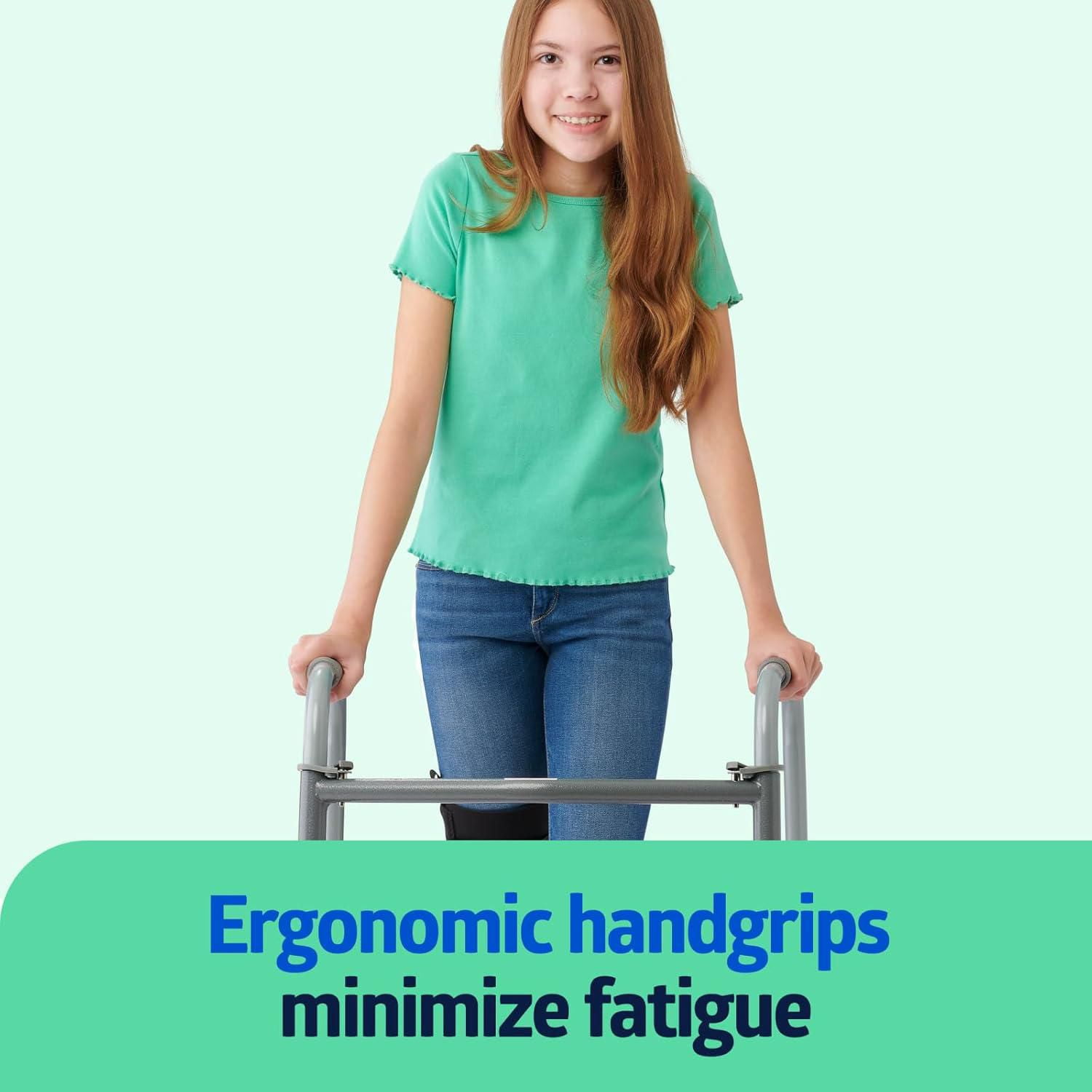 Déambulateur pliable en aluminium Medline à 2 boutons avec roues de 5 pouces