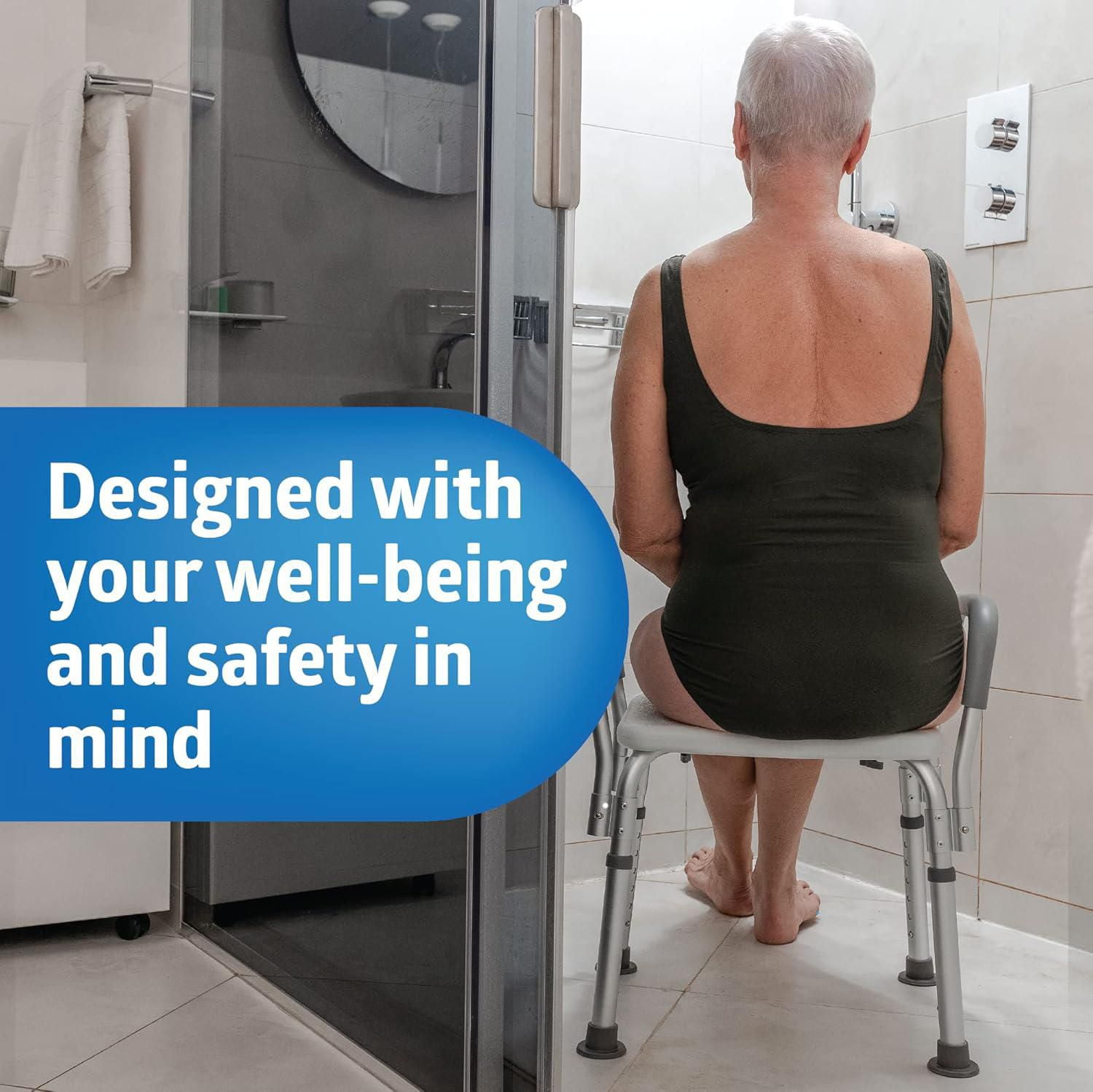 Medline Shower Chair Bath Seat with Padded Armrests and Back; Great for Bathtubs; Supports up to 350 lbs