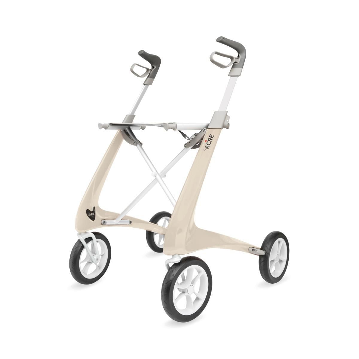 byAcre Carbon Fiber Rollator with 16.5" W x 24" H Regular Seat, White