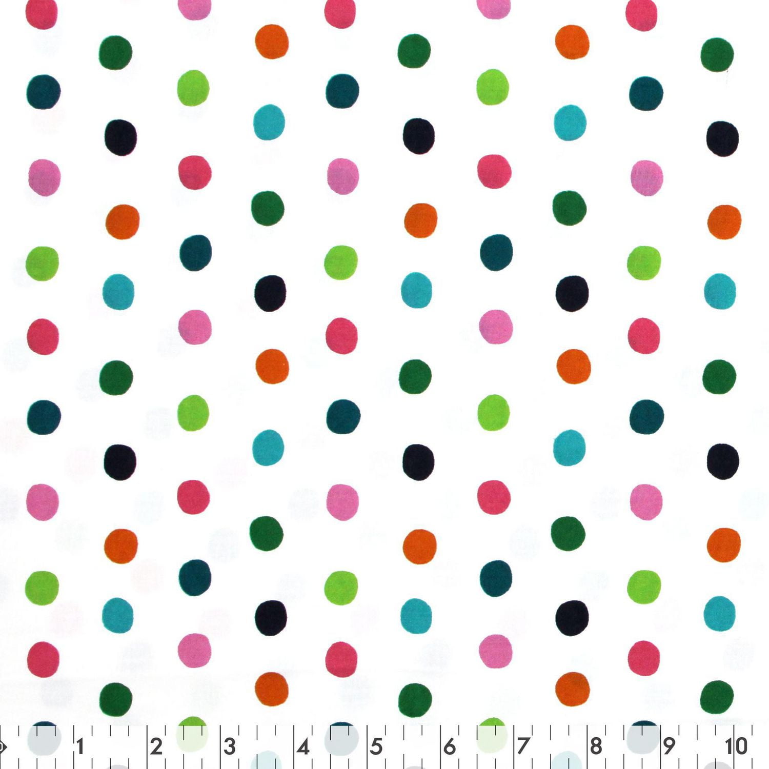 Fabric Creations White with MultiColour Polka Dots Cotton Fabric by