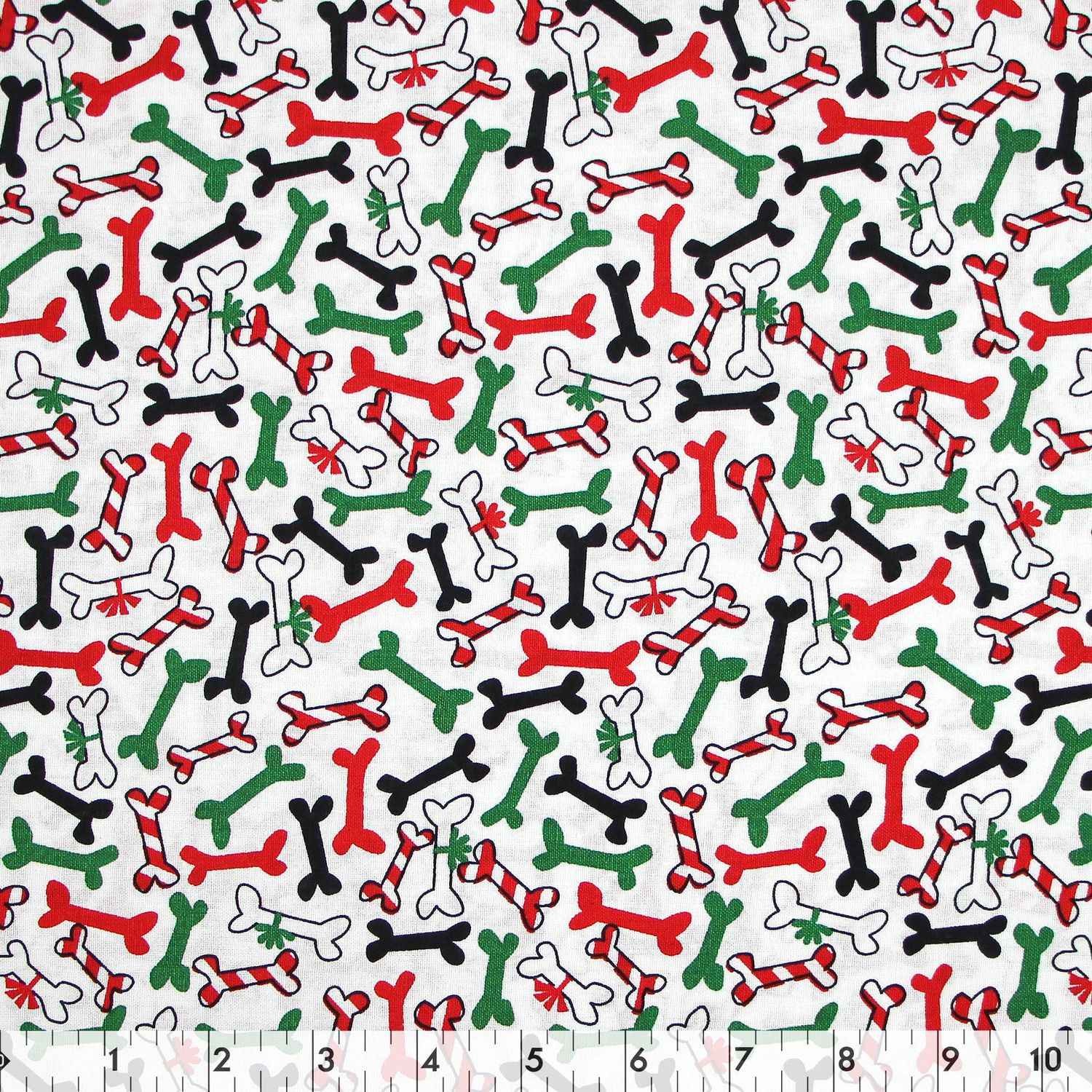 Fabric Creations White with Christmas Dog Bones Cotton Fabric by the