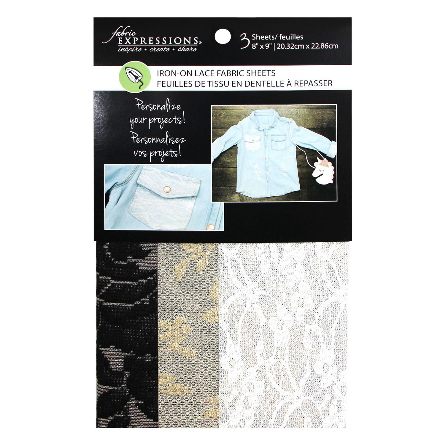 Fabric Expressions Lace 8" x 9" IronOn Fabric Sheets Walmart Canada
