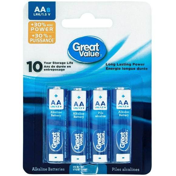 Piles alcalines AA LR6/1,5 V Great Value