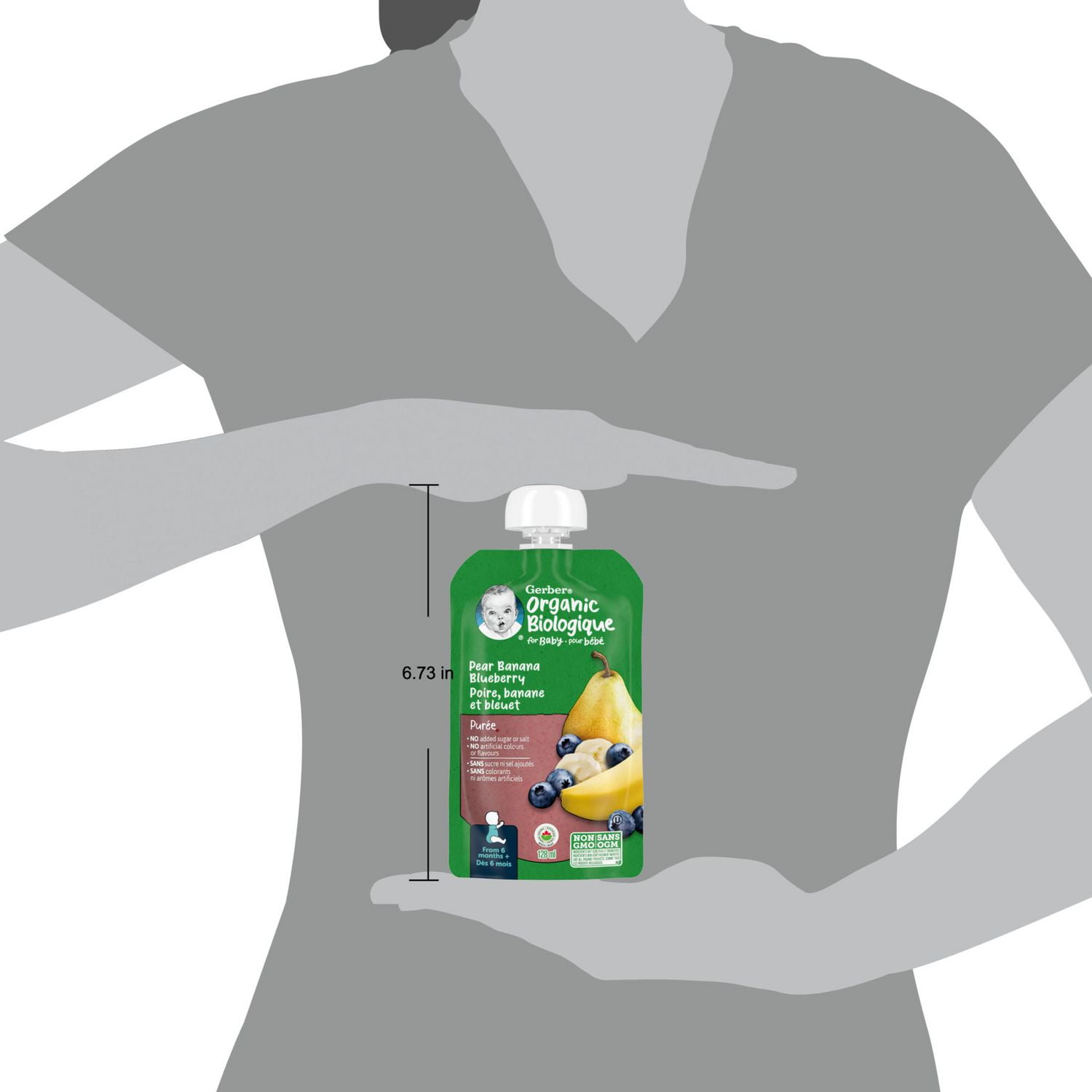GERBER Organic Purée, Pear Banana Blueberry, Baby Food, 128 mL