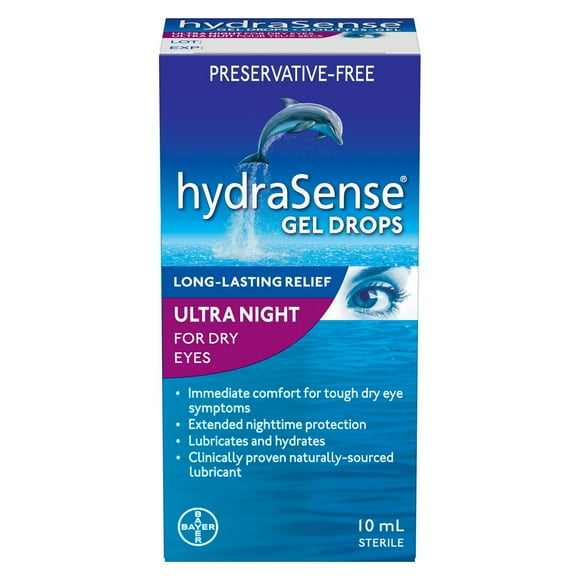 Gouttes oculaires hydraSense Soins de nuit pour yeux secs 10 ml