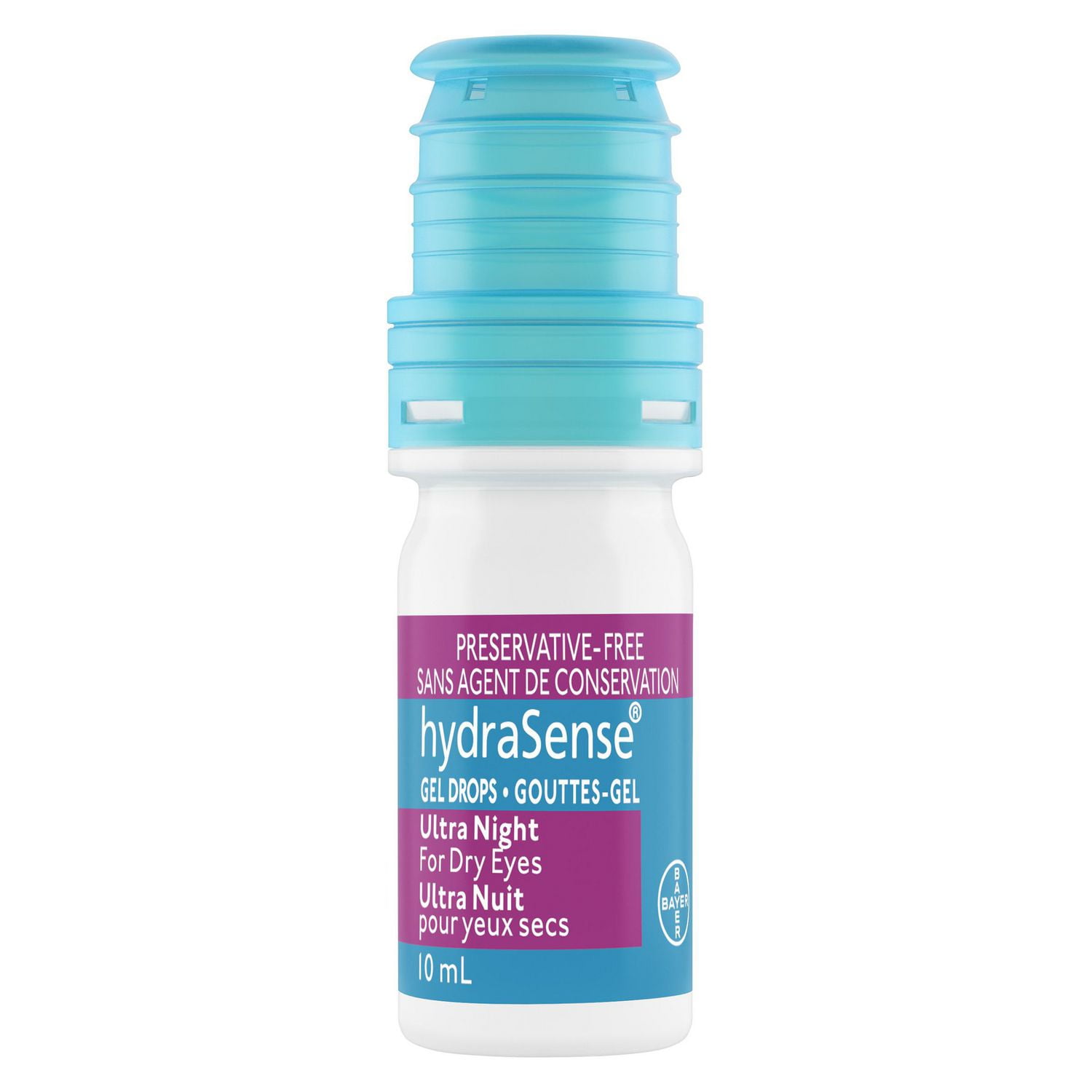 Gouttes oculaires hydraSense Soins de nuit, pour yeux secs, soulagement rapide et de longue durée, sans agent de conservation, lubrifiant de source naturelle