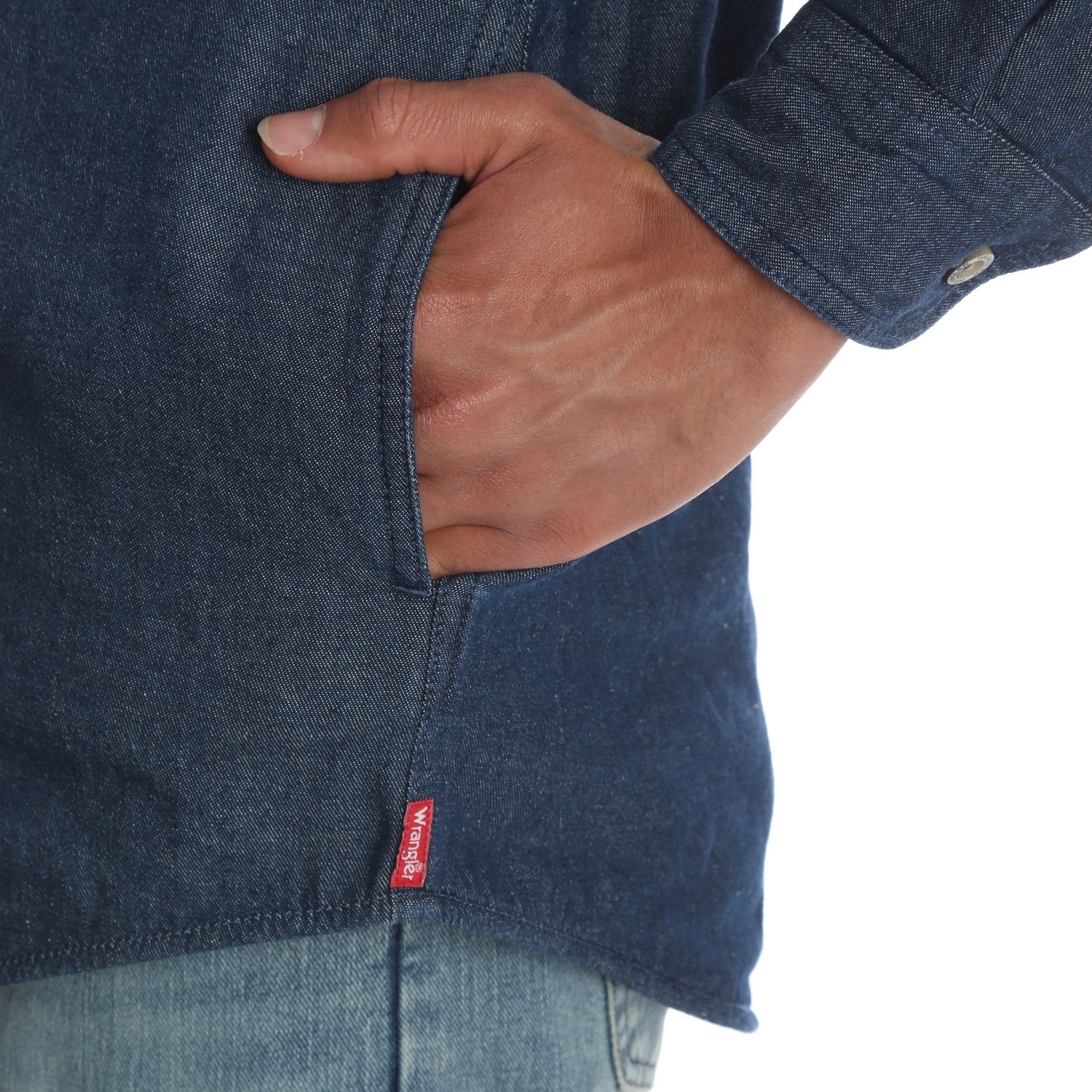 Vibes Mens Long Sleeve Denim Shirt CPO Jacket Light SandBlast Washed Flap  Pocket - Walmart.com