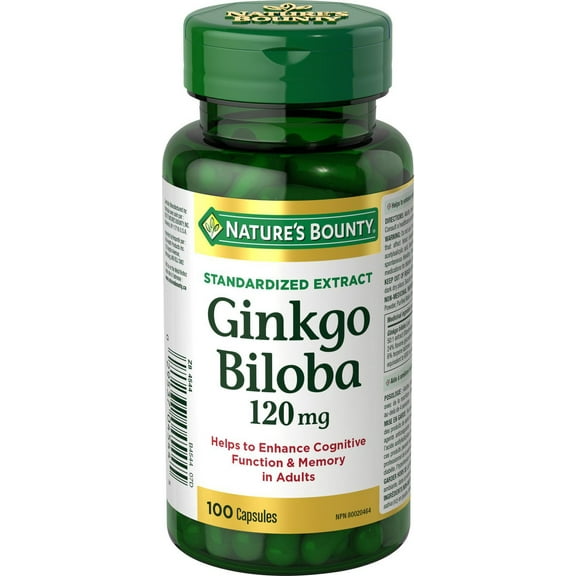 NATURE'S BOUNTY Ginkgo Biloba, Helps Enhance Cognitive Function And Memory In Adults, Helps to Support Peripheral Circulation, Capsules 100