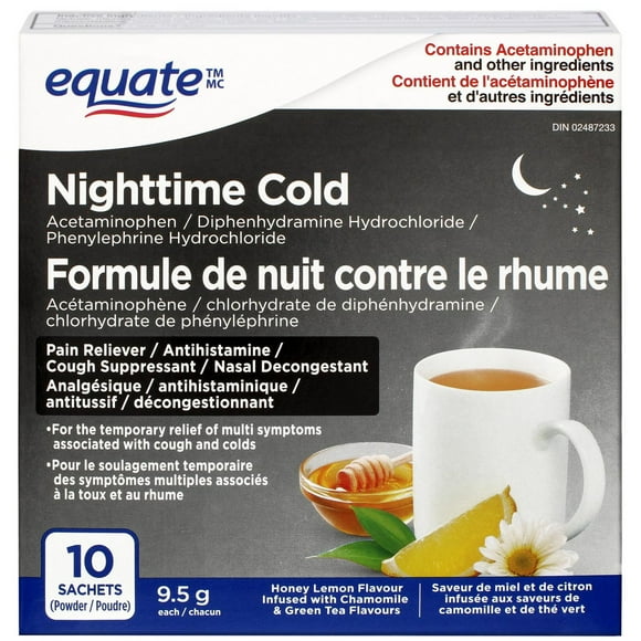 Nighttime Cold 10ct<br>Honey Lemon Flavour Infused with Chamomile & Green Tea Flavours, 10 SACHETS<br>(Powder)