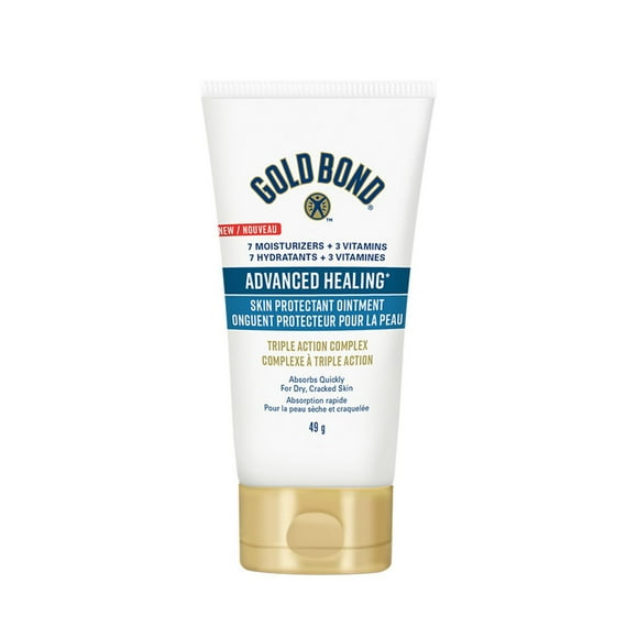 Gold Bond Advanced Healing Skin Protectant Ointment, 49g, Non-greasy, Non-Sticky, Moisturizing Ointment For Dry, Cracked Skin, Weather-Damaged skin, Absorbs Quickly, Dermatologist tested