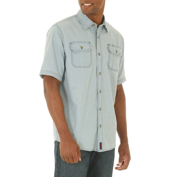 Chemise Wrangler à deux poches et à manches courtes en sergé pour hommes