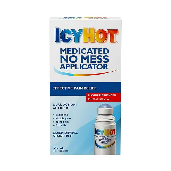 Icy Hot No Mess Applicator, Quick-Drying, Fast, Effective Pain Relief for Muscle and Joint Pain Associated with Arthritis, Backache, Strains and Sprains, 73ml