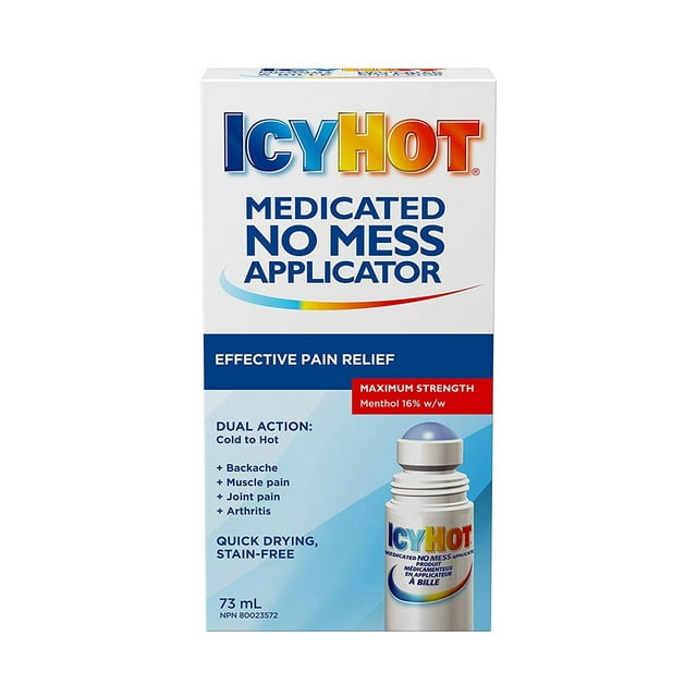 Icy Hot No Mess Applicator, Quick-Drying, Fast, Effective Pain Relief for Muscle and Joint Pain Associated with Arthritis, Backache, Strains and Sprains, 73ml
