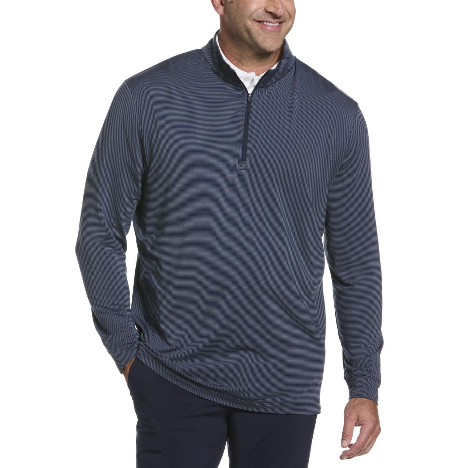 Pull Polo de Golf Homme Manches Longues Ben Hogan Performance Rayures Fines Chiné Léger
