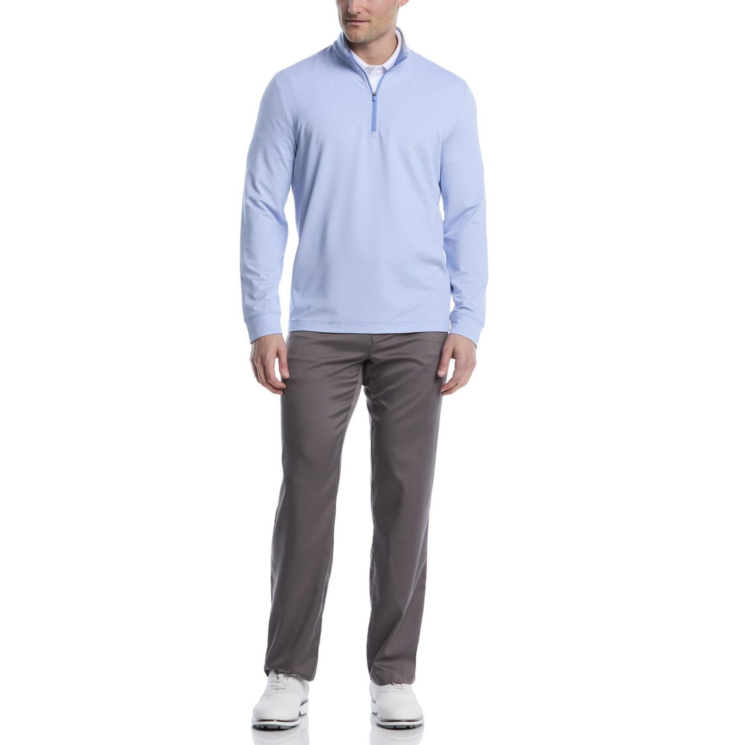 Ben Hogan Performance Men's Long Sleeve Lightweight Feeder Stripe Golf Polo Sweater
