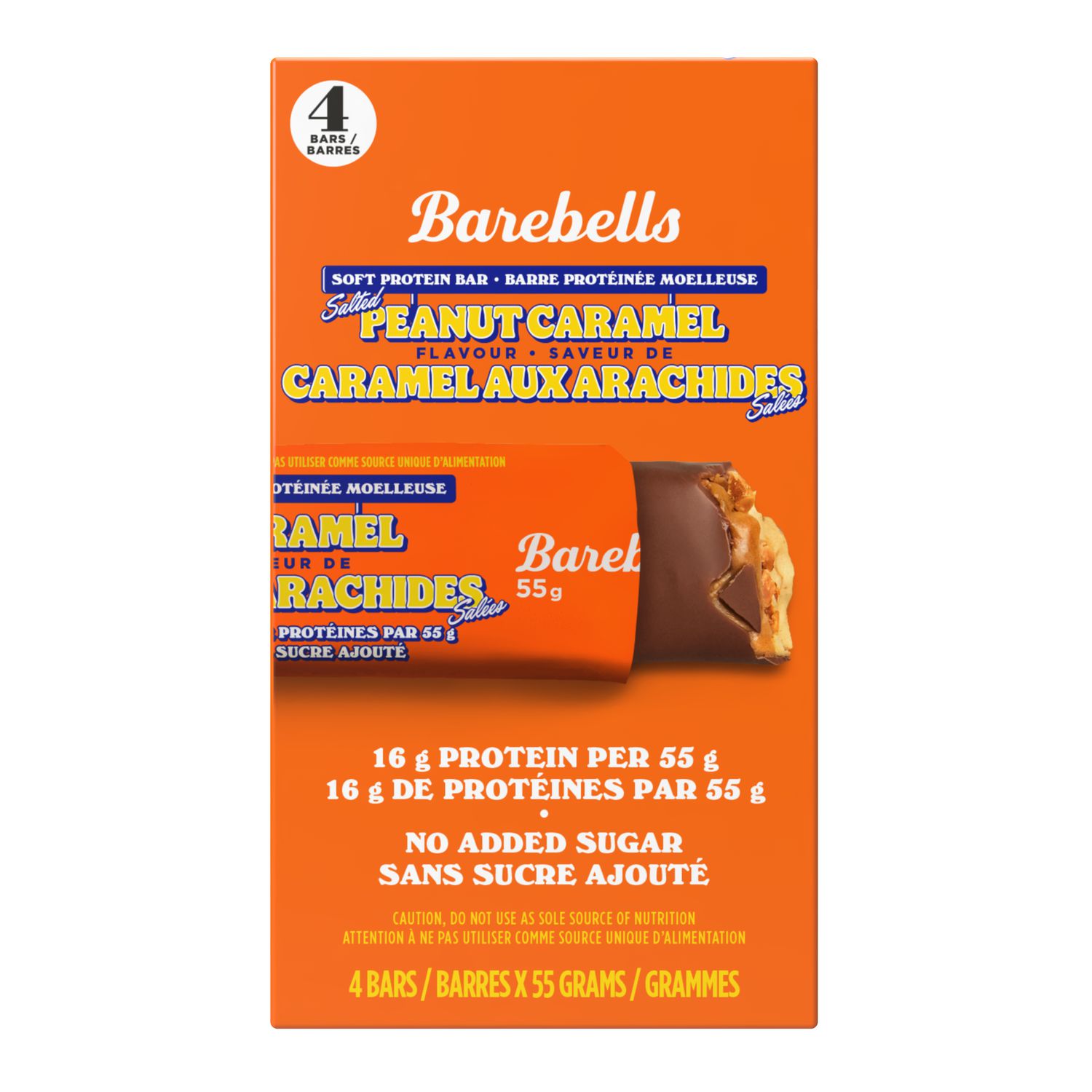 BAREBELLS SOFT PROTEIN BAR SALTED PEANUT CARAMEL 4 PACK , 4 X 55 GRAMS COUNT