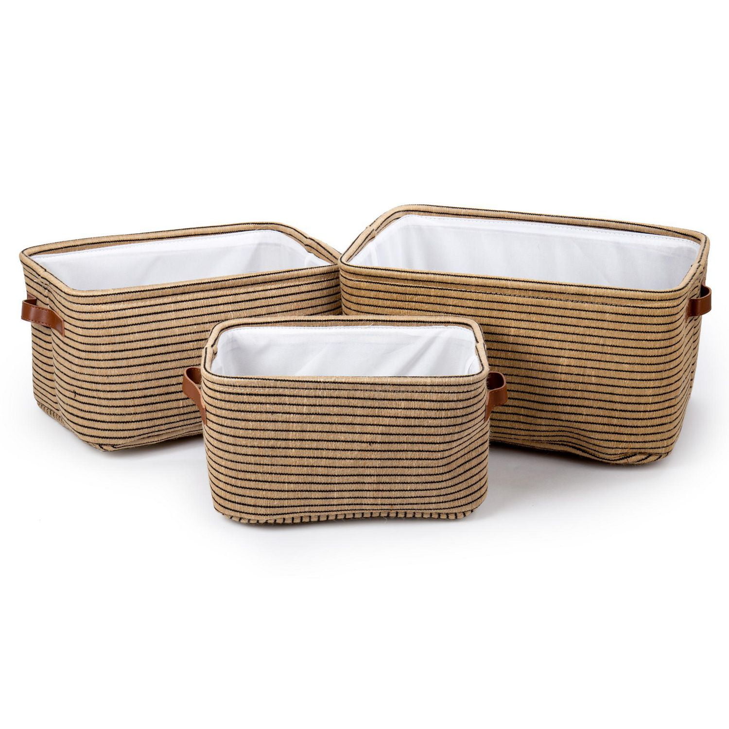Truu Design, Decorative Striped Cotton and Jute Storage Basket Set
